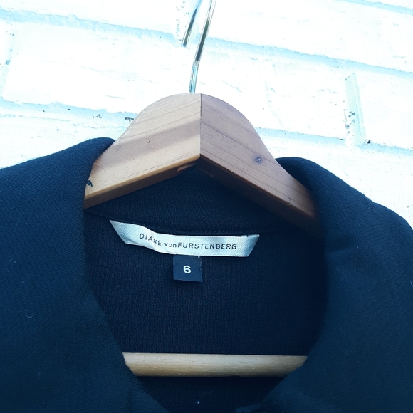 Diane Von Furstenberg Wool Shirt Dress Black - Picture 5 of 10